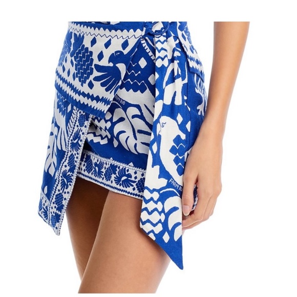 FARM Rio Jungle Scarf Wrap Mini Skirt Blue & White XS & Medium NWT! - Picture 7 of 14
